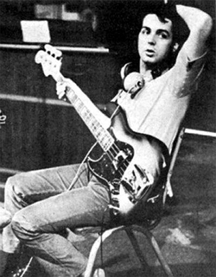 Paul McCartney with his 1966 Fender Jazz Bass