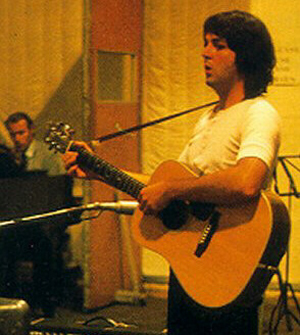 Paul McCartney with his 1967 CF Martin D-28 Acoustic Guitar