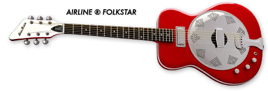 Airline Folkstar Resophonic Guitar (Red, Left-Handed)