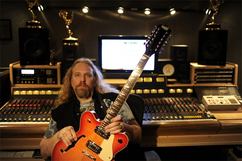 Brian Tarquin (BHP Music) with his Eastwood Classic 12 Fireburst 12-string