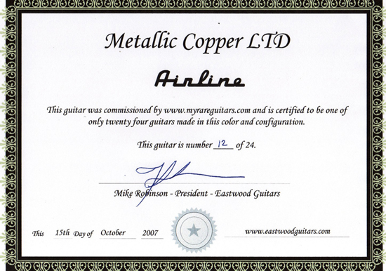 Eastwood Airline 2P Limited Edition Electric Guitar (Metallic Copper)