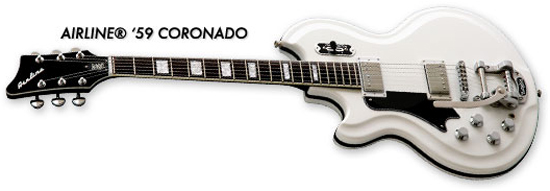 Airline '59 Coronado Electric Guitar (White, Left-Handed)