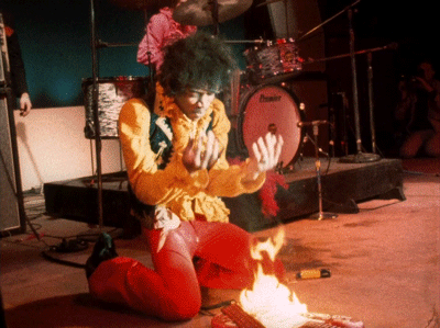 Jimi Hendrix guitar on fire
