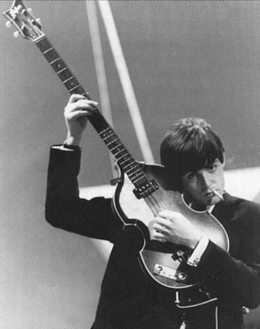 Paul McCartney with his 1963 Hofner Model 500/1 Bass Guitar