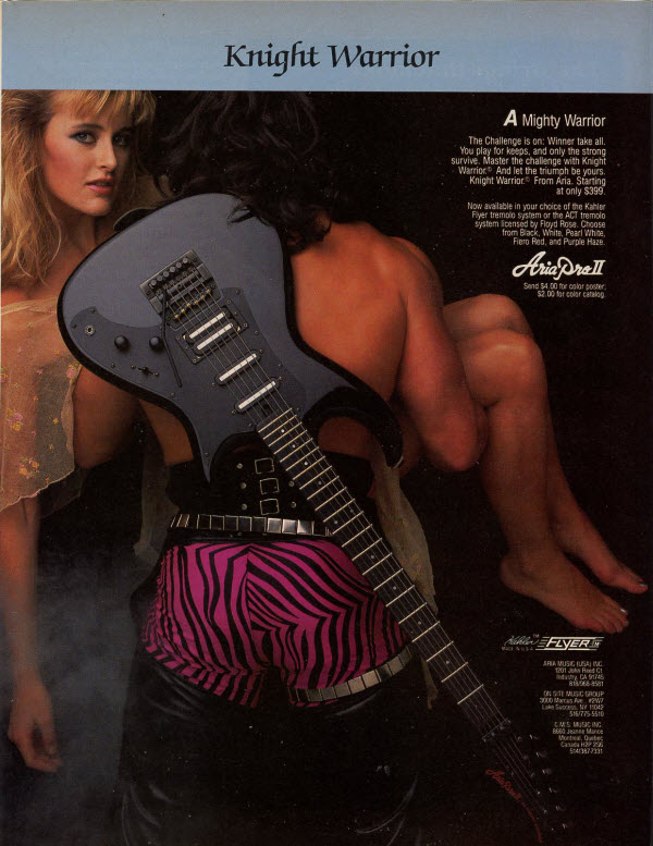 Vintage 1985 Aria Pro II Knight Warrior Electric Guitar Ad