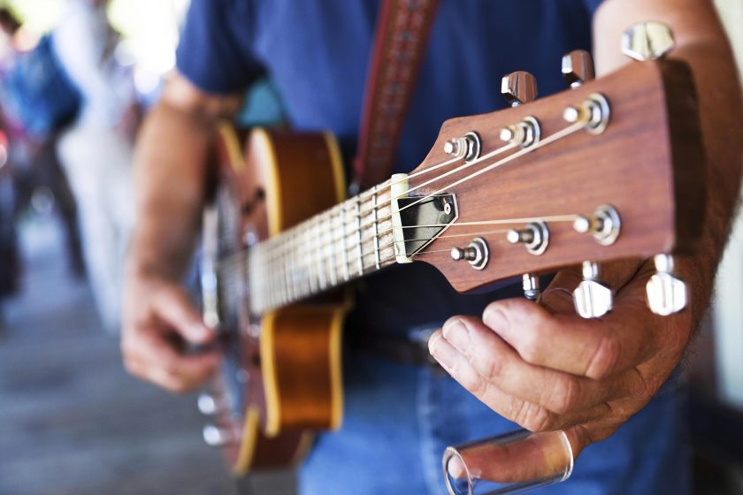 tuning the guitar