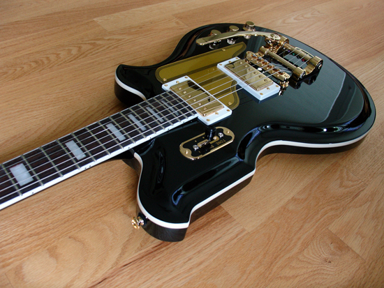 Airline Map Electric Guitar (Custom Color: Black)