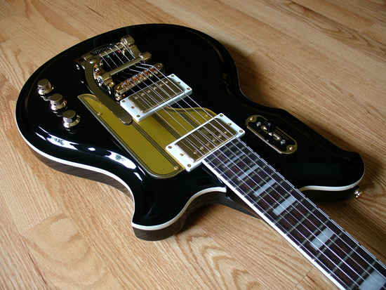 Airline Map Electric Guitar (Custom Color: Black)