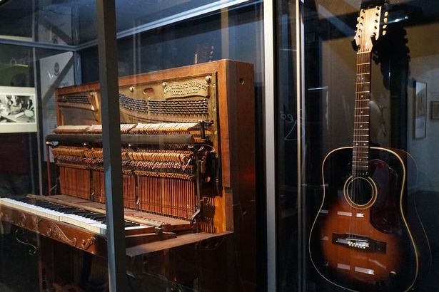 David Bowie's Hagstrom on display in Liverpool.