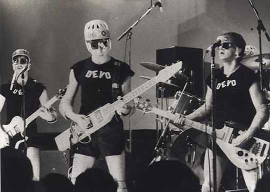 (L to R) Bob2 with Gibson L6-S Custom, Bob1 with LaBaye 2x4 Six, Jerry Casale with modified Gibson Ripper, August 1979