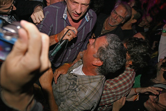 Me in the pit at the Jesus Lizard show at ATP (David Yow with the mic)