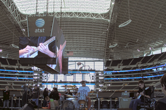 Slow Static's Matt Plummer with his Eastwood Breadwinner Guitar at Dallas Cowboys Stadium