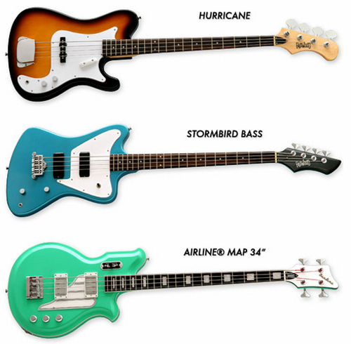 New 34" Scale Electric Bass Models from Eastwood Guitars & Airline Guitars