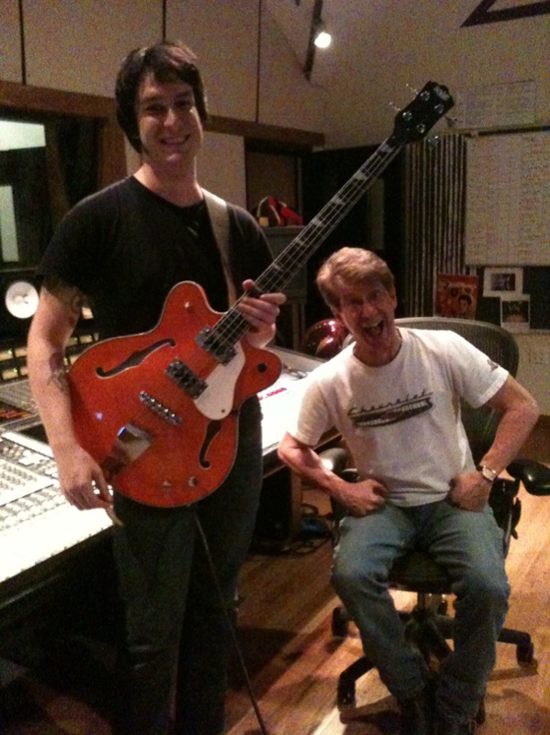 Obie O'Brien in studio with his Eastwood Classic 4 Bass