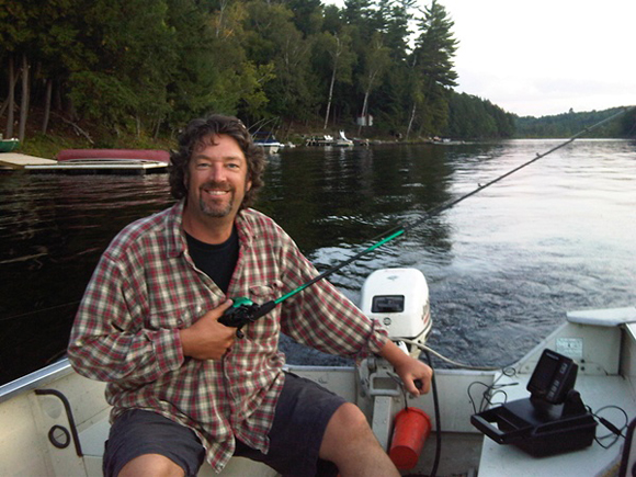 Peter, trolling the shoreline for Pike