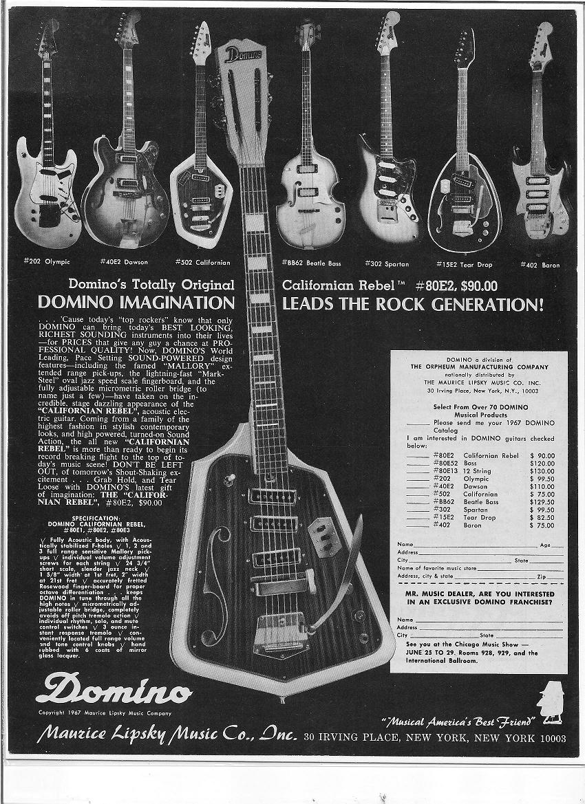 Vintage Domino Spartan Electric Guitar (Ad)