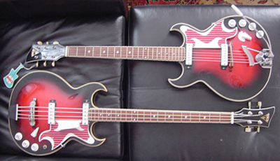 Vintage 1960's EKO Florentine Electric Guitar & Bass Guitar Vintage 1960's EKO Florentine Electric Guitar & Bass Guitar